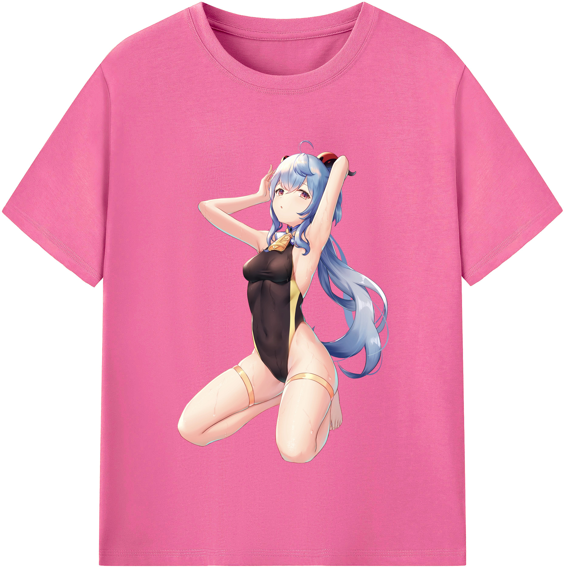 げんし神 甘雨 かんう genshin Ganyu レディースカジュアルプリントTシャツ（綿100％）